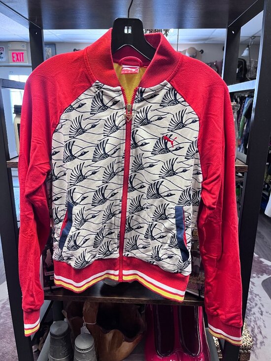 Jackets & Blazers - PUMA Red Bird Print Full Zip Track Jacket Women's Large